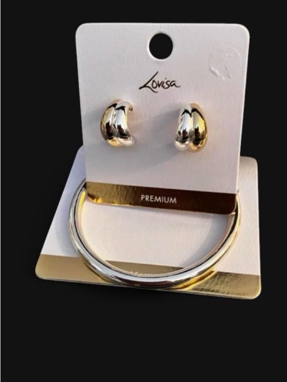 Lovisa Two-Tone Gold & Silver Huggie Earrings and bracelet set premium quantity